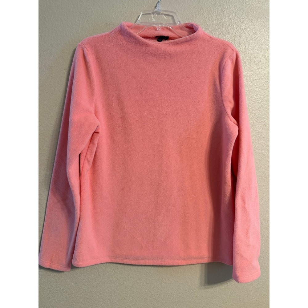 Talbots Womens Pink Fleece Mock Neck Pullover Long Sleeve Top Size Medium